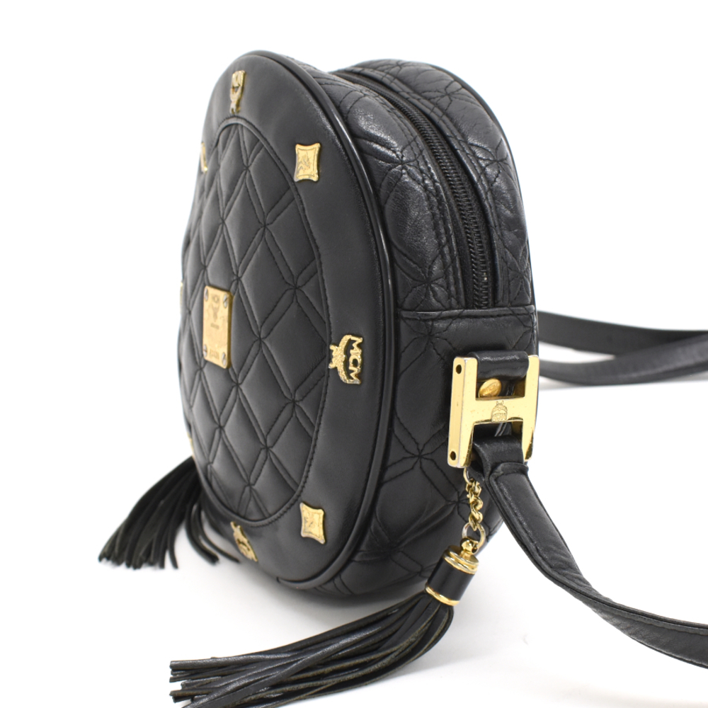 Mcm Bag Leather Black Tambourine